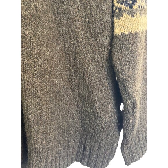 vintage Abercrombie & Fitch Wool Sweater M Brown Yellow Nordic Pattern Made In C - Picture 4 of 6